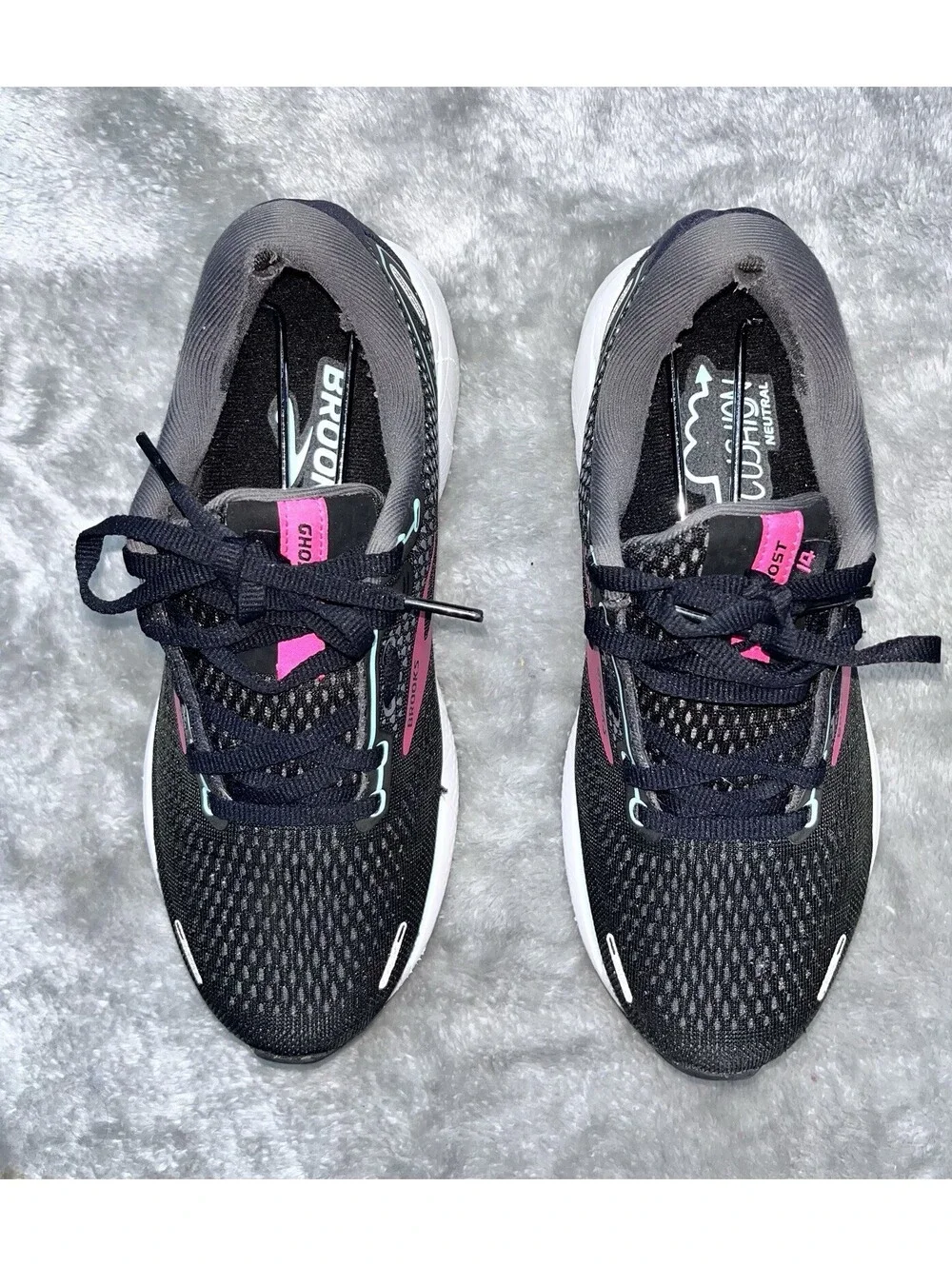 Brooks Ghost 14 Low Black White Pink Women's Running Sneakers Shoes Size 6.5